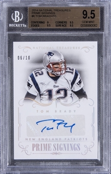 2014 National Treasures "Prime Signings" #6 Tom Brady Signed Card (#06/10) - BGS GEM MINT 9.5/BGS 10